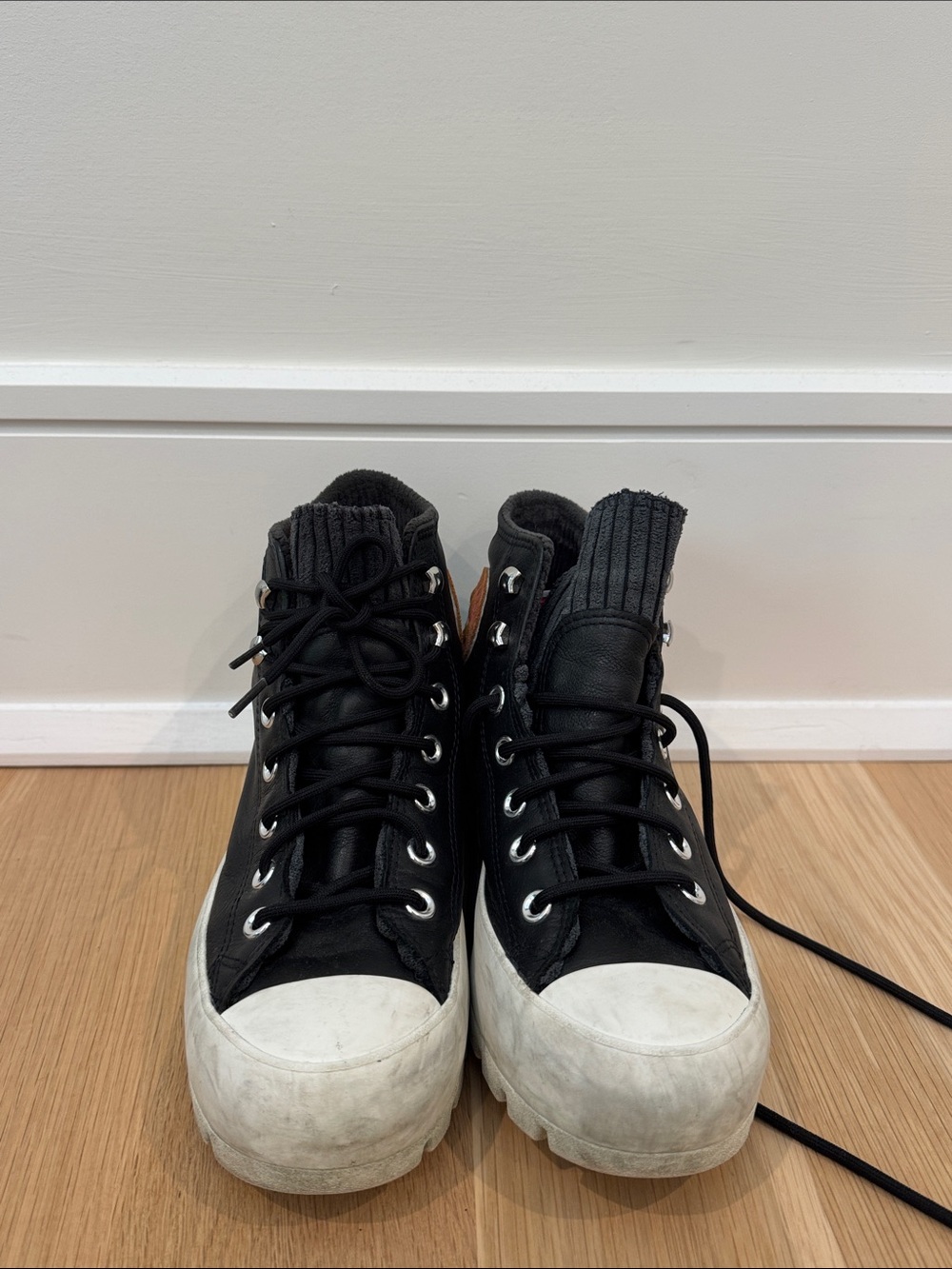Converse Black High-Top Sneakers with White Toe Cap
